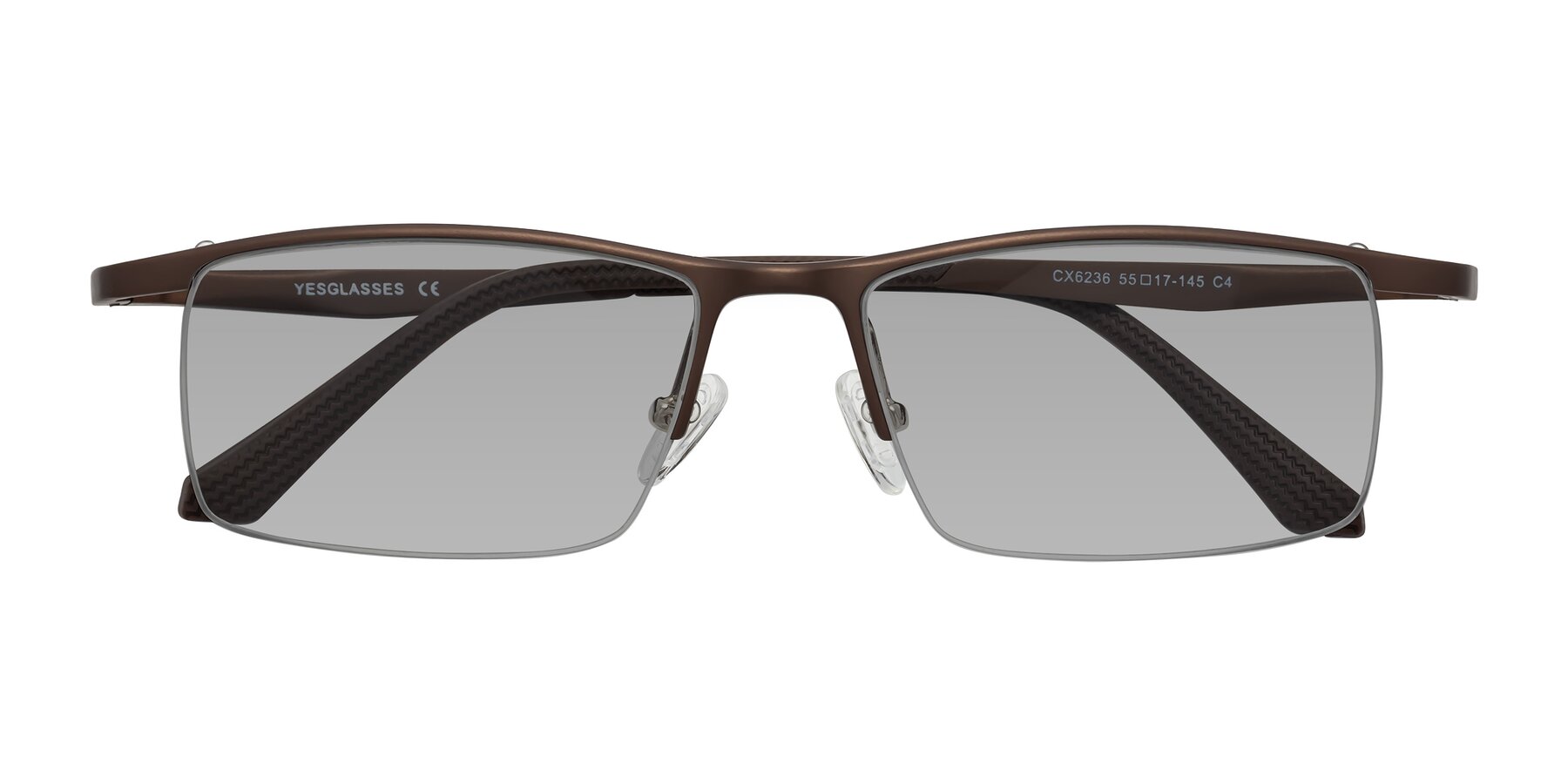 Folded Front of CX6236 in Coffee with Light Gray Tinted Lenses