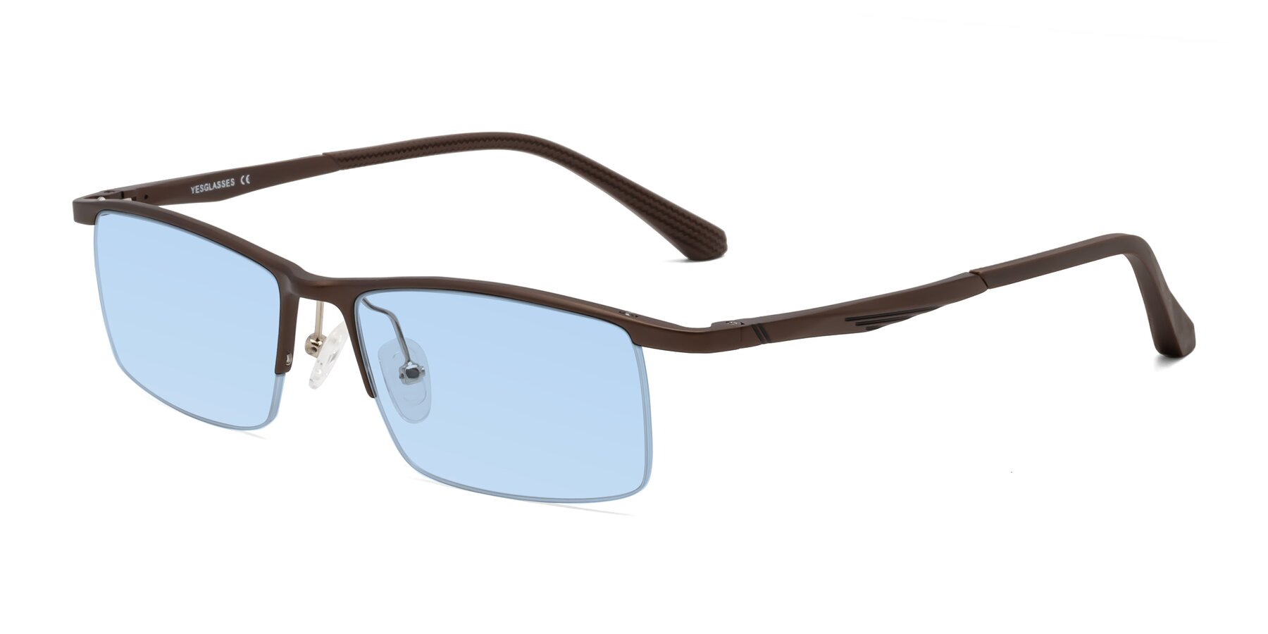 Angle of CX6236 in Coffee with Light Blue Tinted Lenses