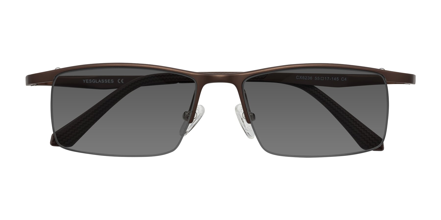 Folded Front of CX6236 in Coffee with Medium Gray Tinted Lenses