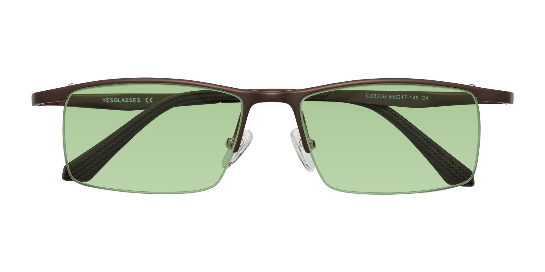Folded Front of CX6236 in Coffee with Medium Green Tinted Lenses