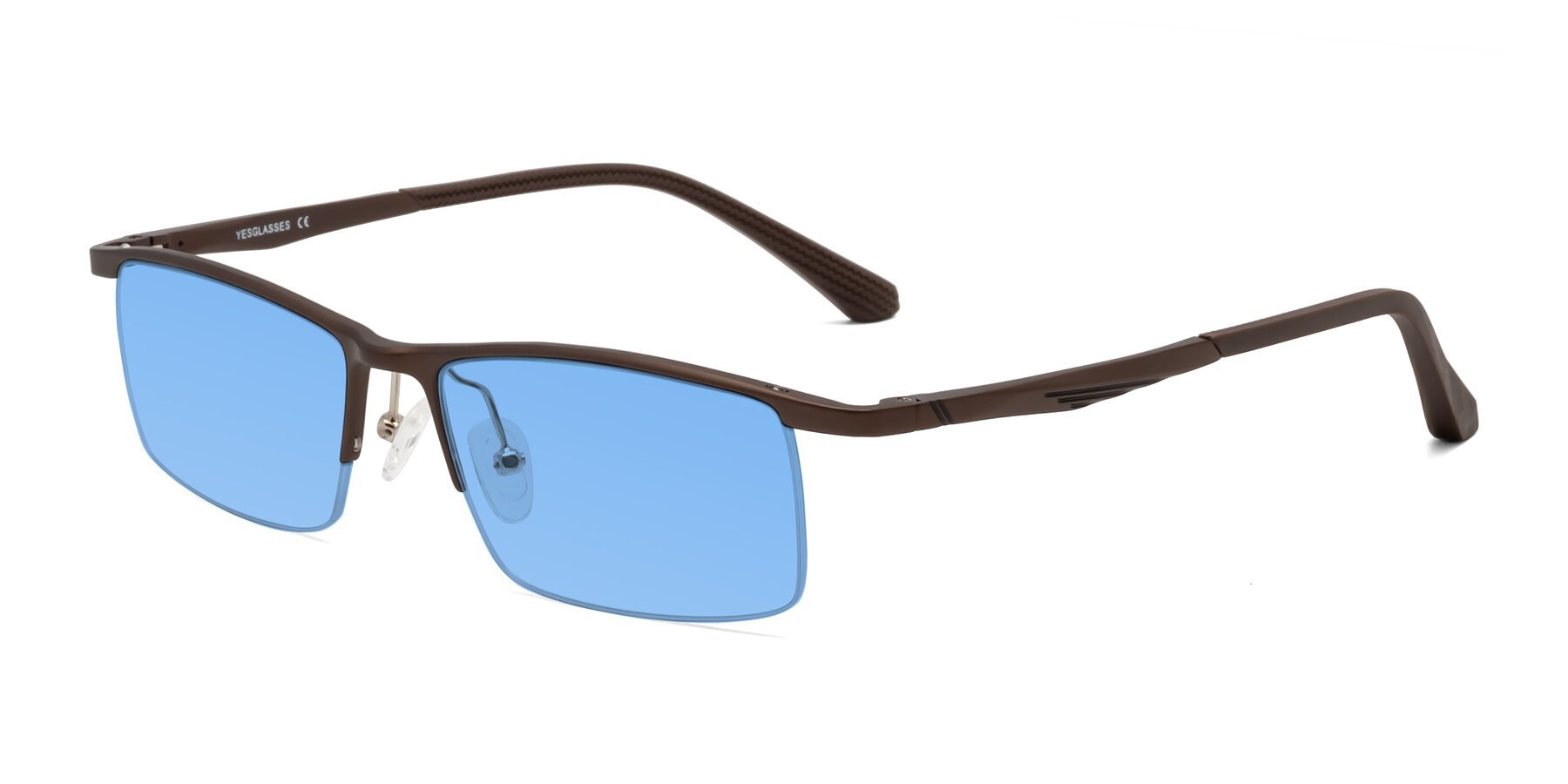 Angle of CX6236 in Coffee with Medium Blue Tinted Lenses