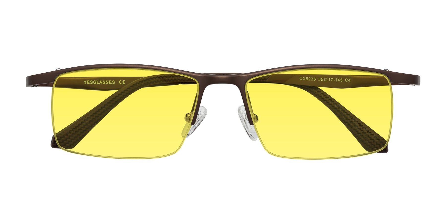 Folded Front of CX6236 in Coffee with Medium Yellow Tinted Lenses