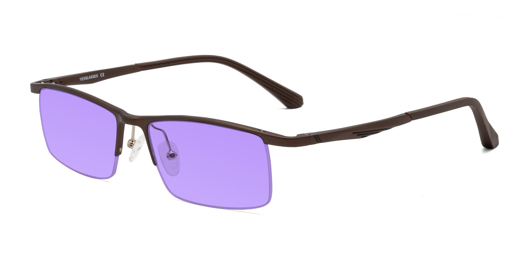 Angle of CX6236 in Coffee with Medium Purple Tinted Lenses