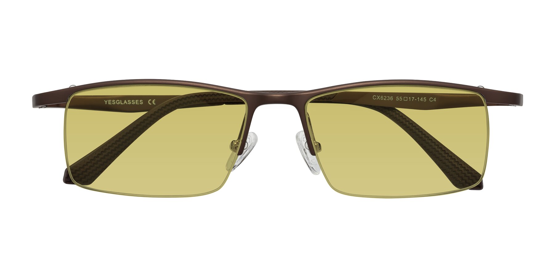 Folded Front of CX6236 in Coffee with Medium Champagne Tinted Lenses