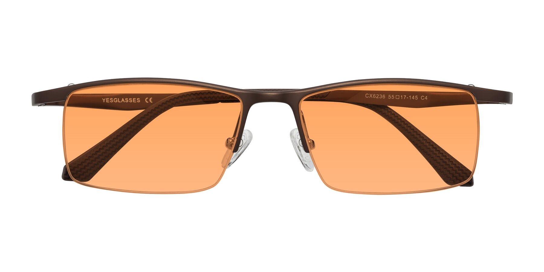 Folded Front of CX6236 in Coffee with Medium Orange Tinted Lenses