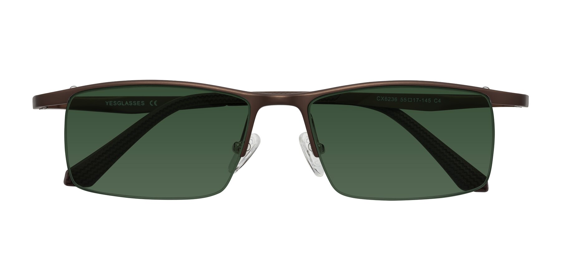 Folded Front of CX6236 in Coffee with Green Tinted Lenses