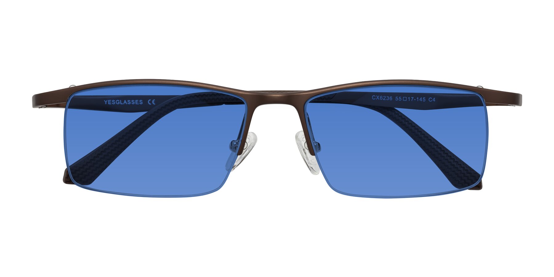 Folded Front of CX6236 in Coffee with Blue Tinted Lenses
