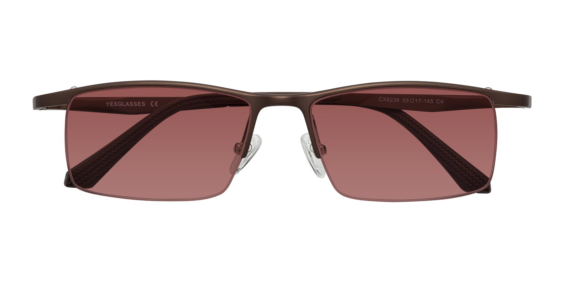Folded Front of CX6236 in Coffee with Garnet Tinted Lenses