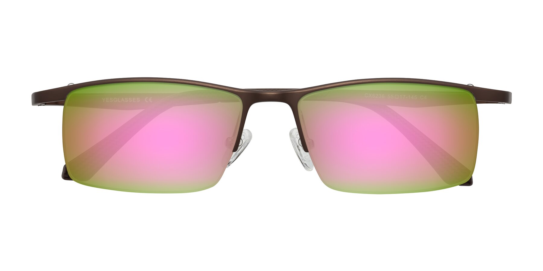 Folded Front of CX6236 in Coffee with Pink Mirrored Lenses