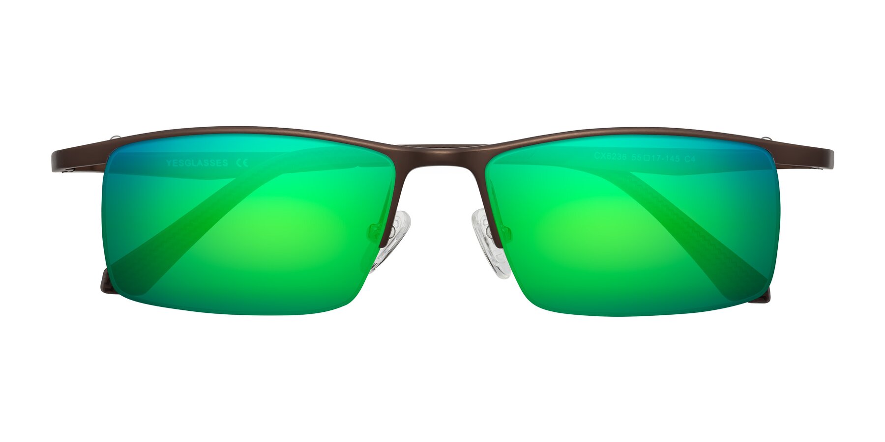 Folded Front of CX6236 in Coffee with Green Mirrored Lenses