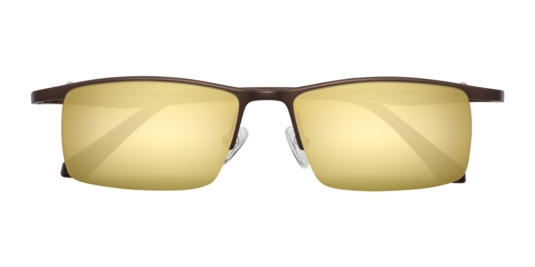 Folded Front of CX6236 in Coffee with Gold Mirrored Lenses