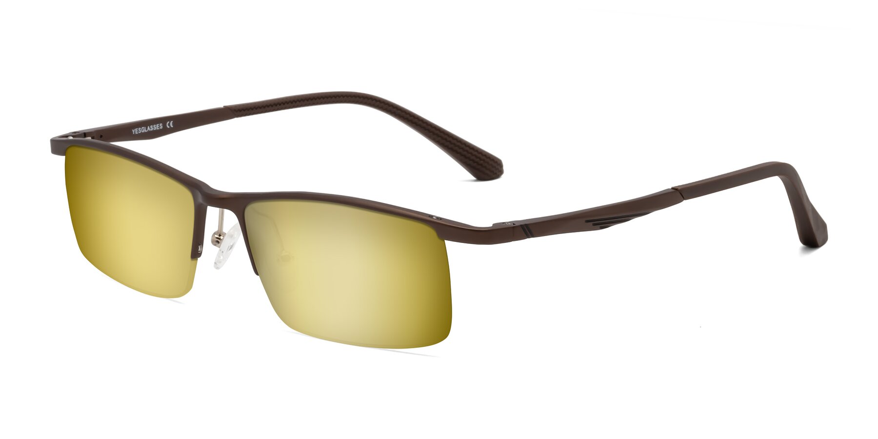 Angle of CX6236 in Coffee with Gold Mirrored Lenses