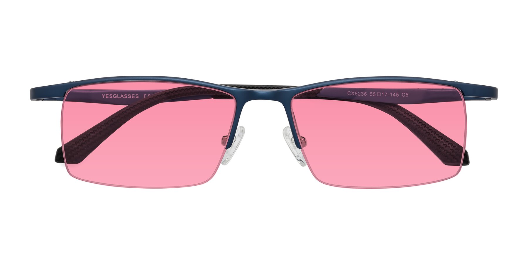 Folded Front of CX6236 in Blue with Pink Tinted Lenses