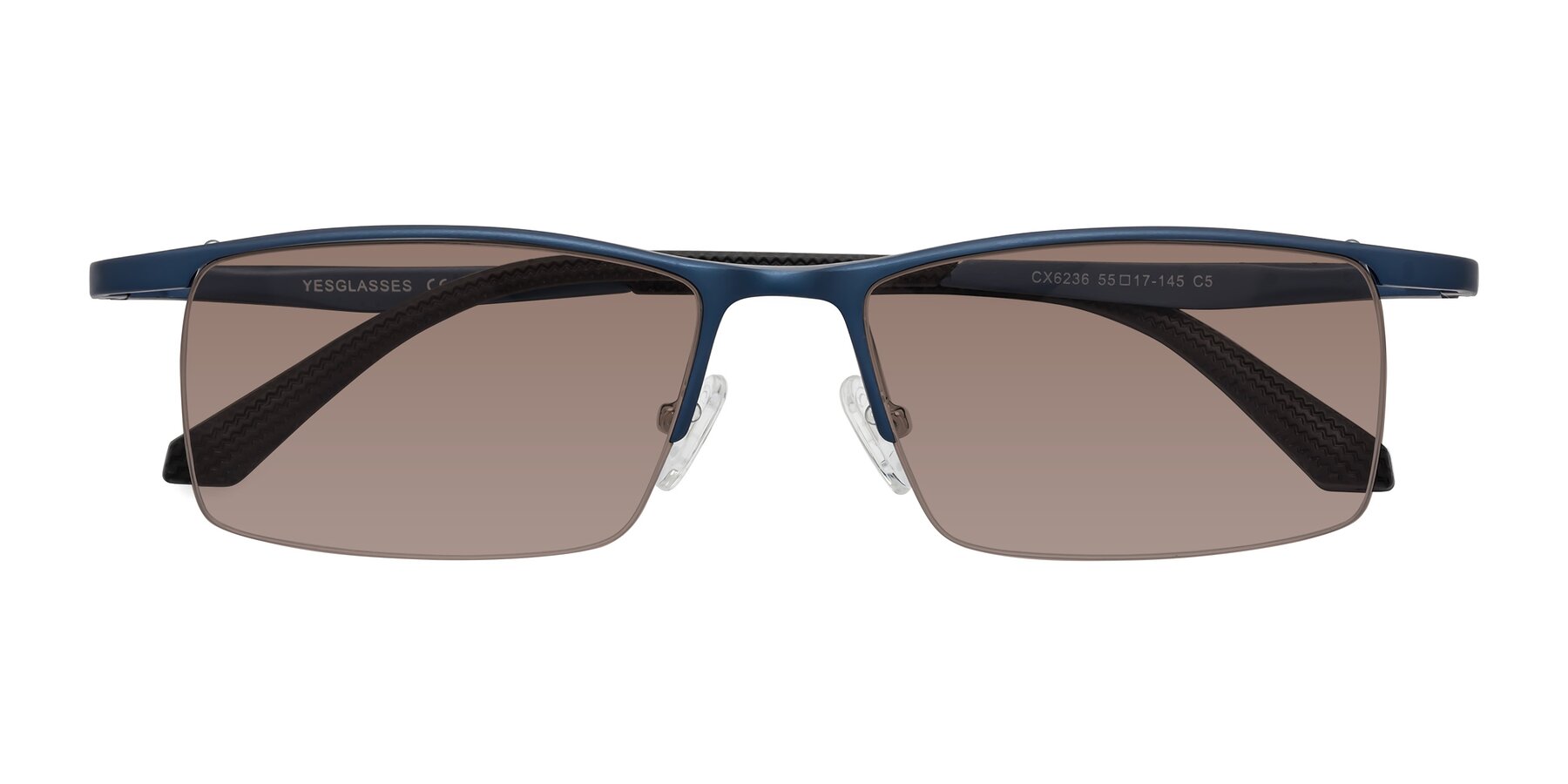 Folded Front of CX6236 in Blue with Medium Brown Tinted Lenses