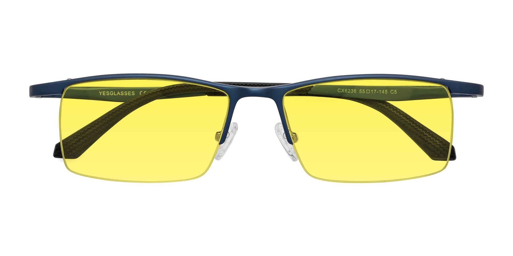 Folded Front of CX6236 in Blue with Medium Yellow Tinted Lenses
