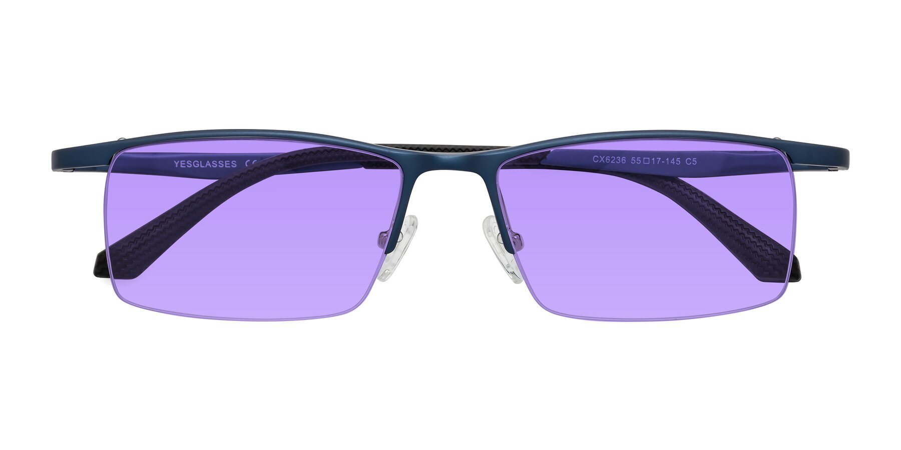 Folded Front of CX6236 in Blue with Medium Purple Tinted Lenses