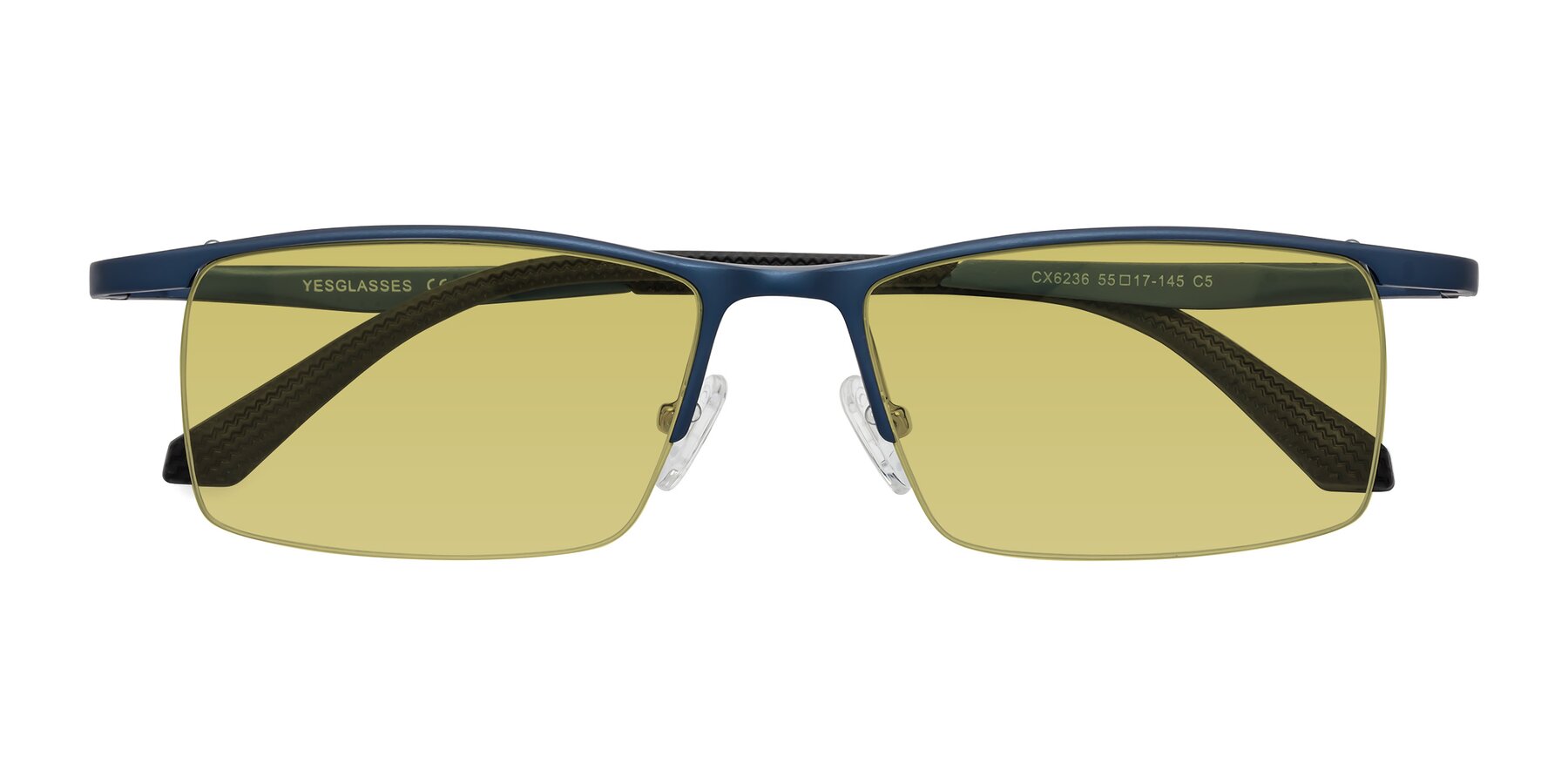 Folded Front of CX6236 in Blue with Medium Champagne Tinted Lenses