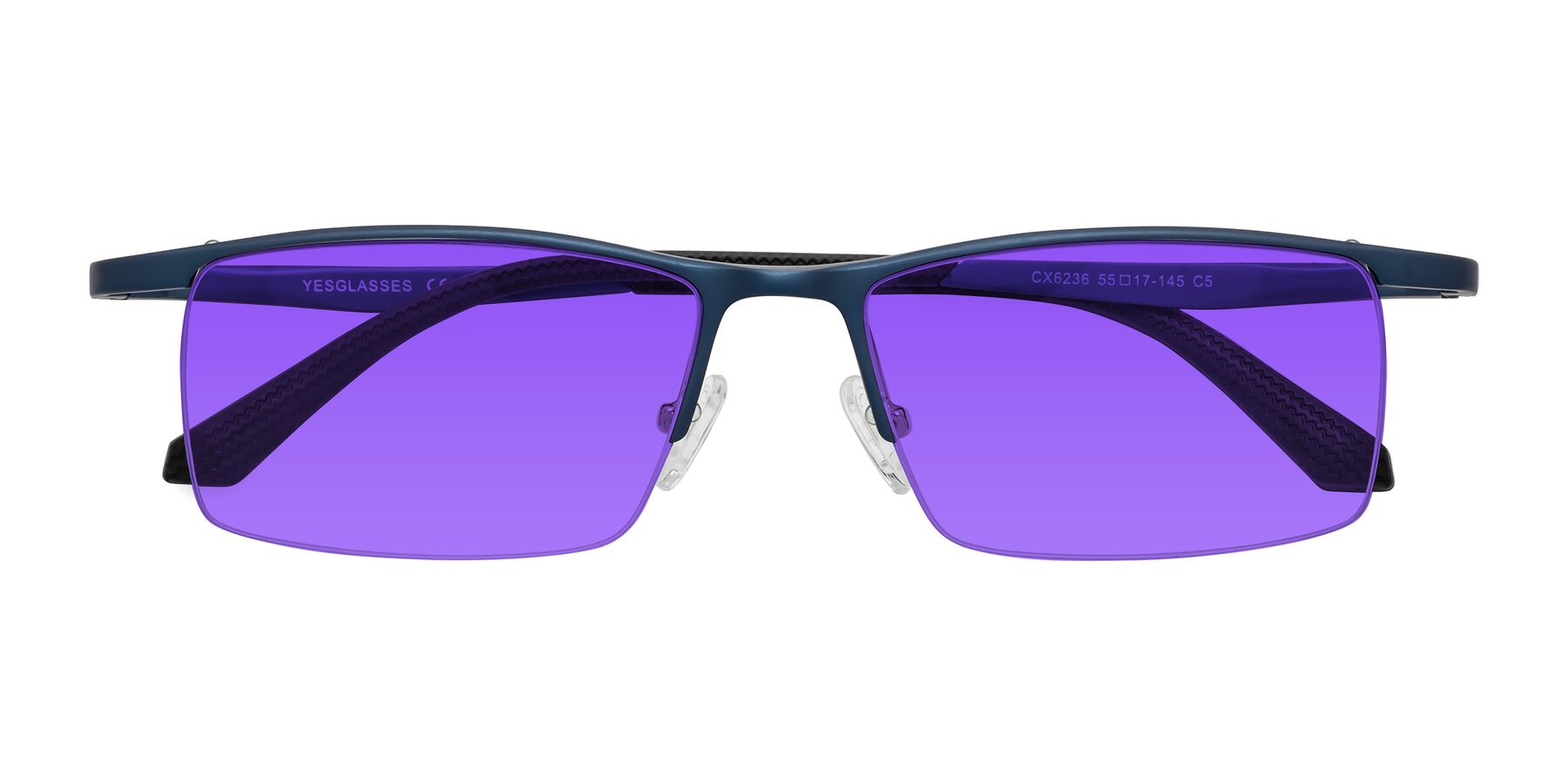 Folded Front of CX6236 in Blue with Purple Tinted Lenses