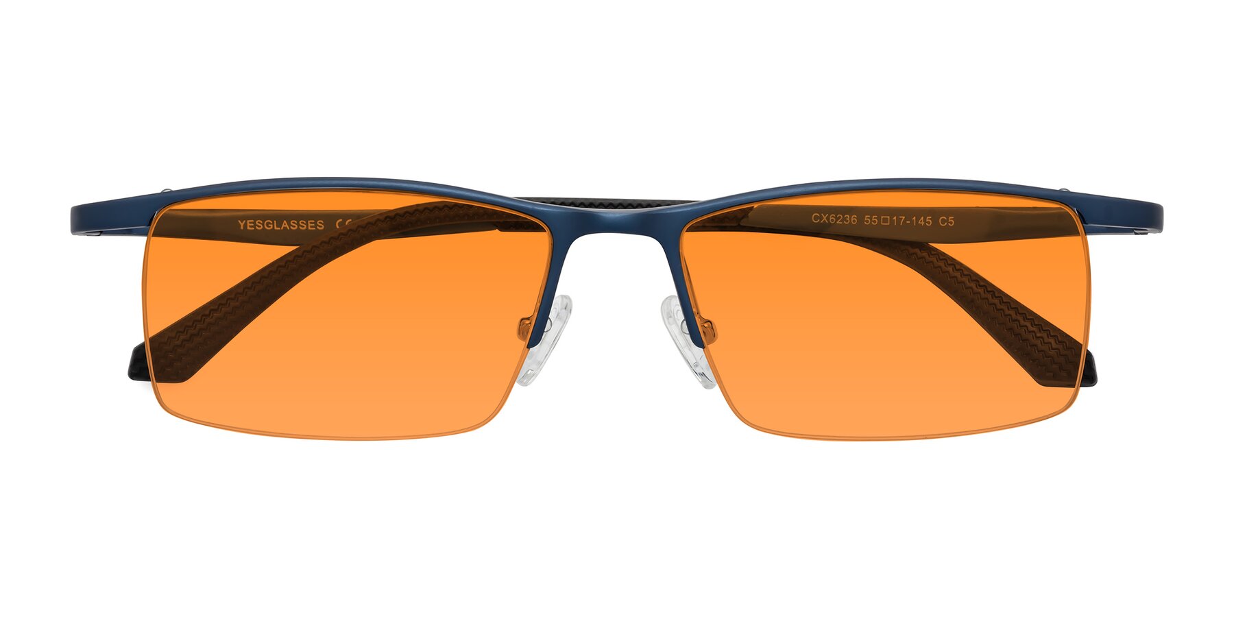 Folded Front of CX6236 in Blue with Orange Tinted Lenses
