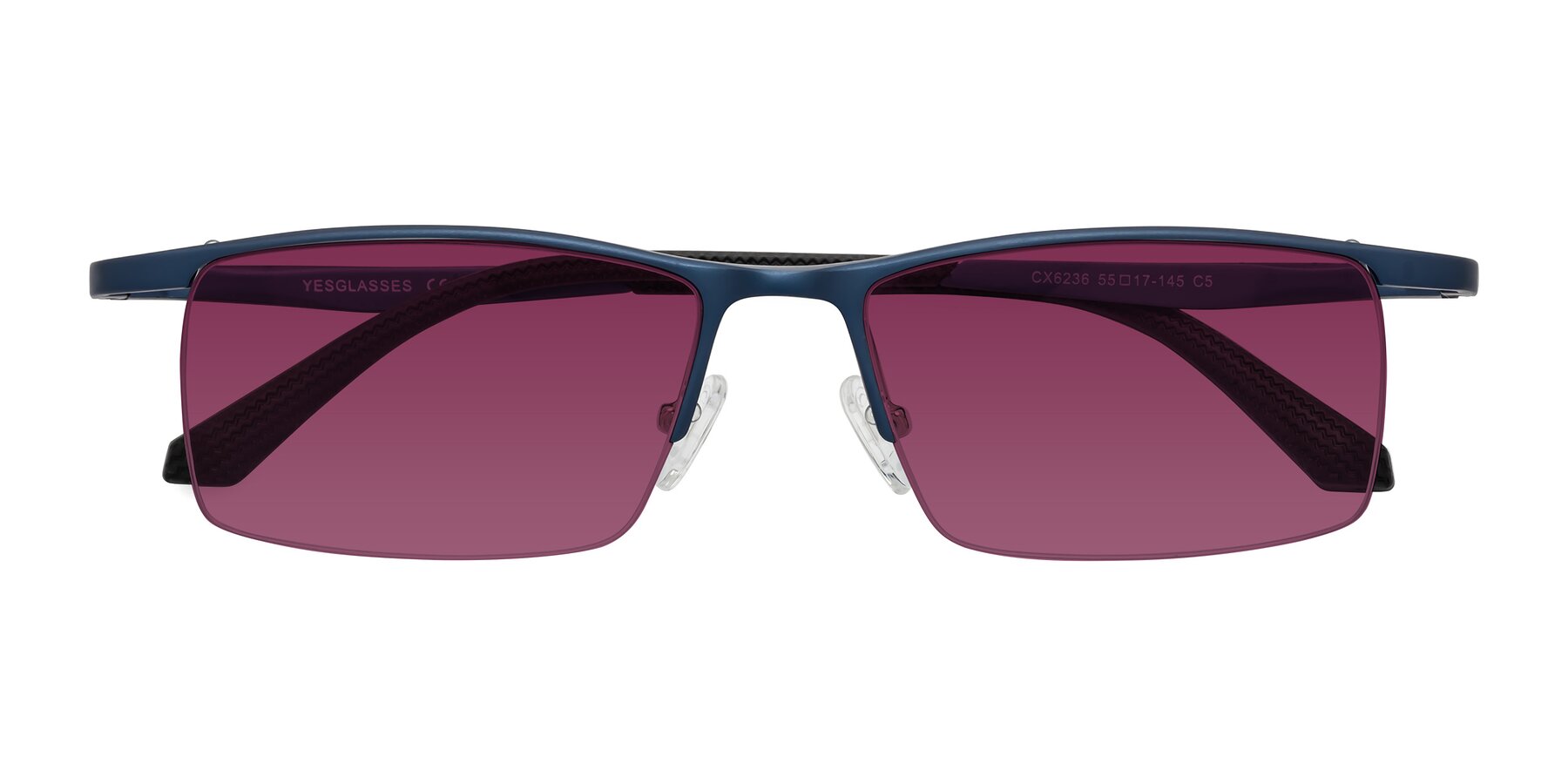 Folded Front of CX6236 in Blue with Wine Tinted Lenses