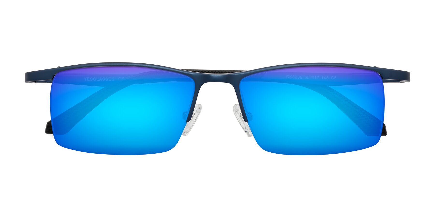 Folded Front of CX6236 in Blue with Blue Mirrored Lenses