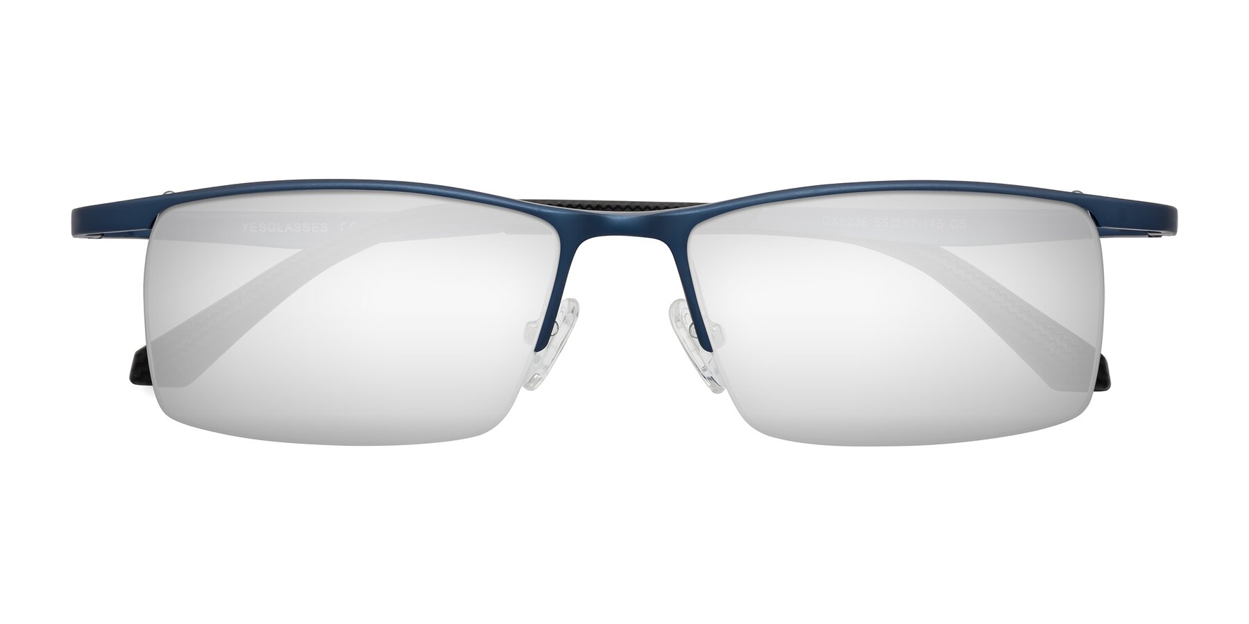 Folded Front of CX6236 in Blue with Silver Mirrored Lenses