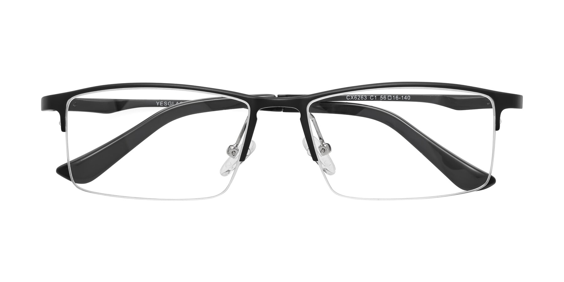 Folded Front of CX6263 in Black with Clear Blue Light Blocking Lenses