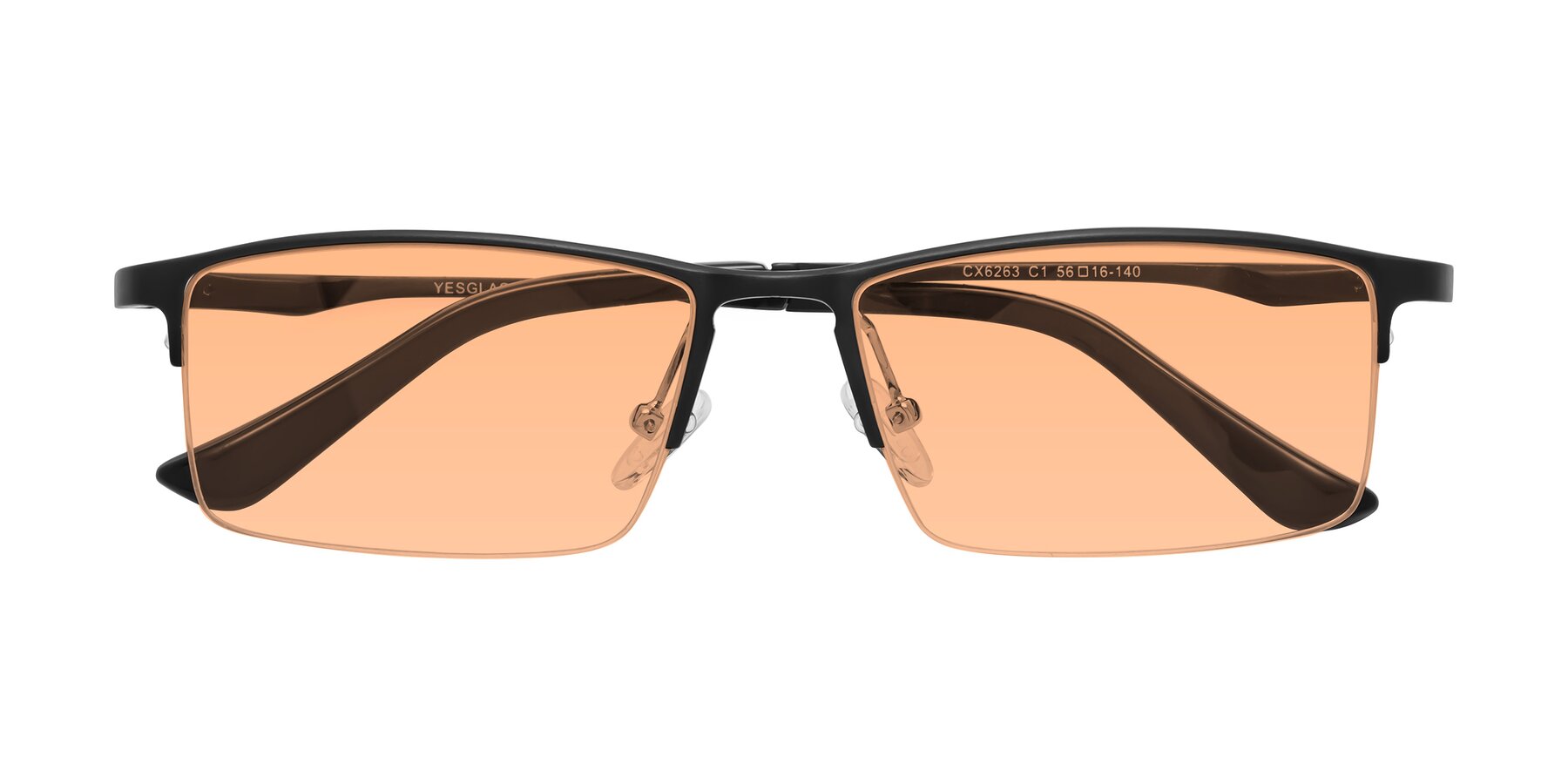 Folded Front of CX6263 in Black with Light Orange Tinted Lenses