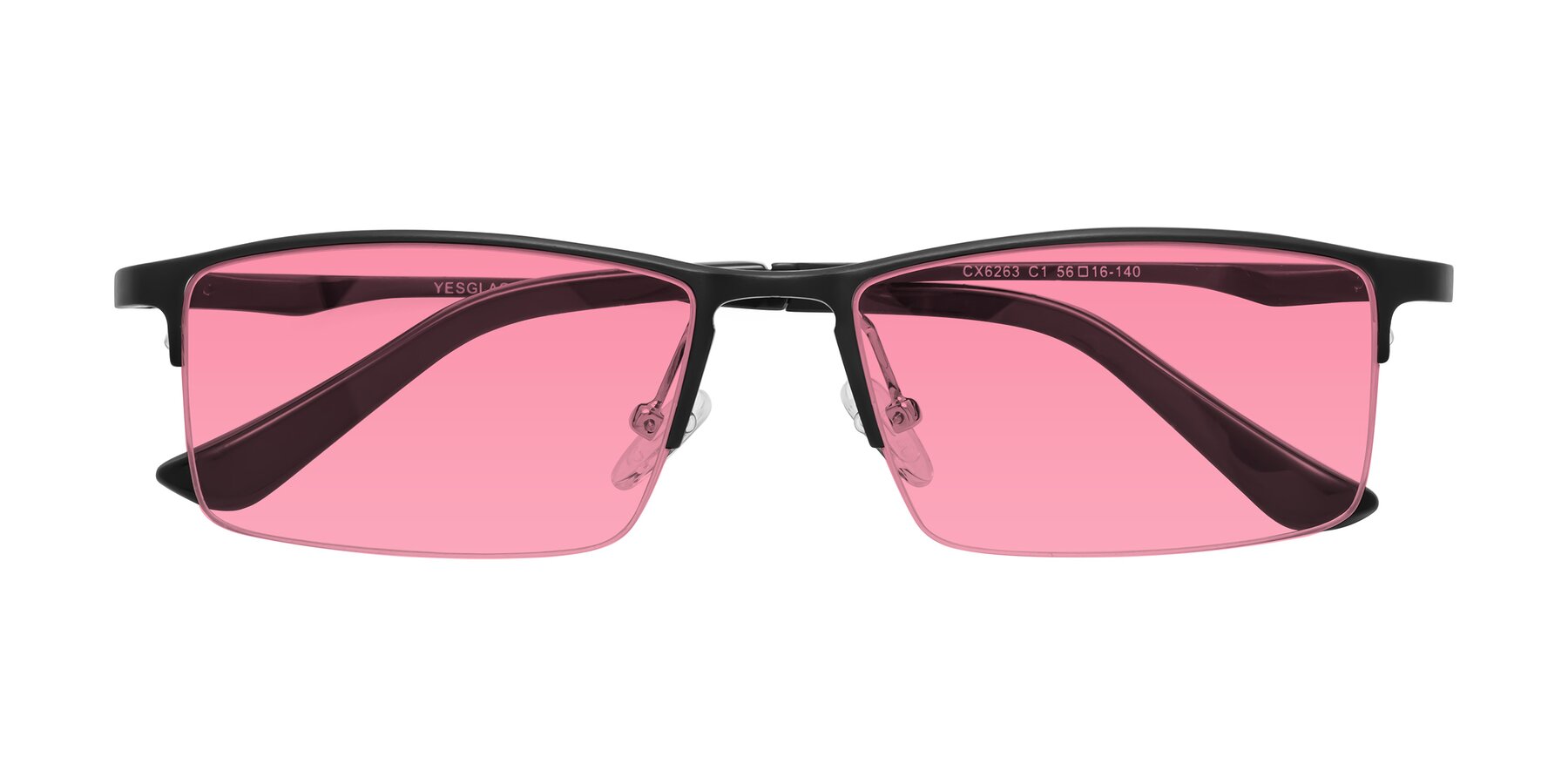 Folded Front of CX6263 in Black with Pink Tinted Lenses