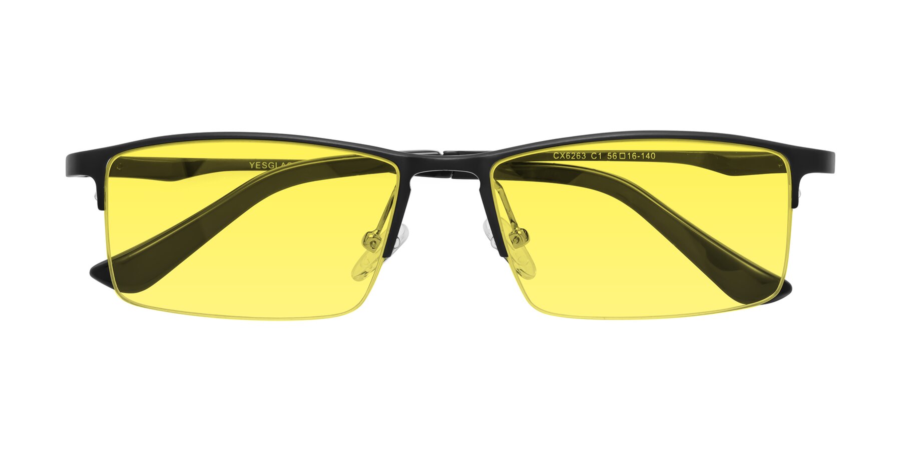 Folded Front of CX6263 in Black with Medium Yellow Tinted Lenses