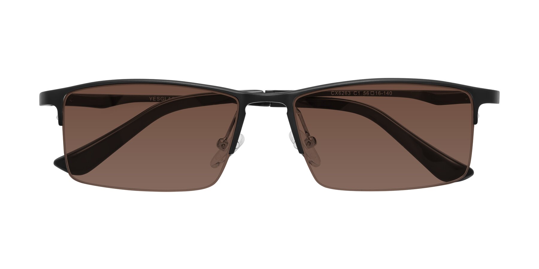 Folded Front of CX6263 in Black with Brown Tinted Lenses