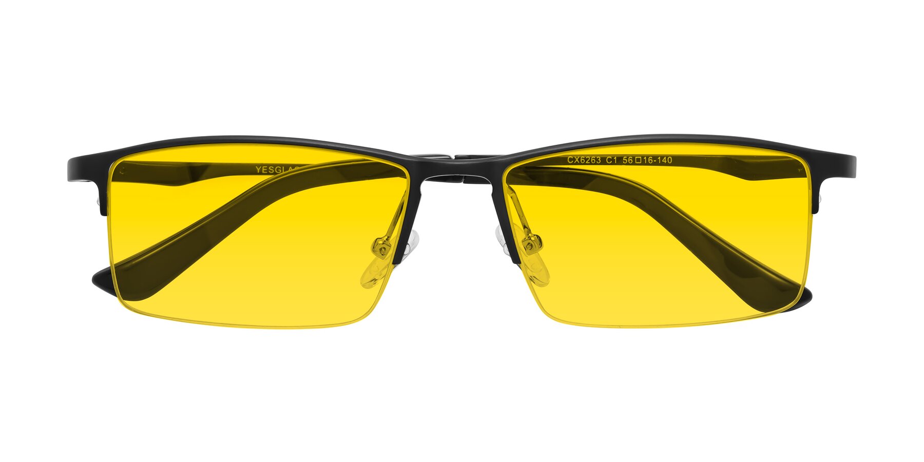 Folded Front of CX6263 in Black with Yellow Tinted Lenses