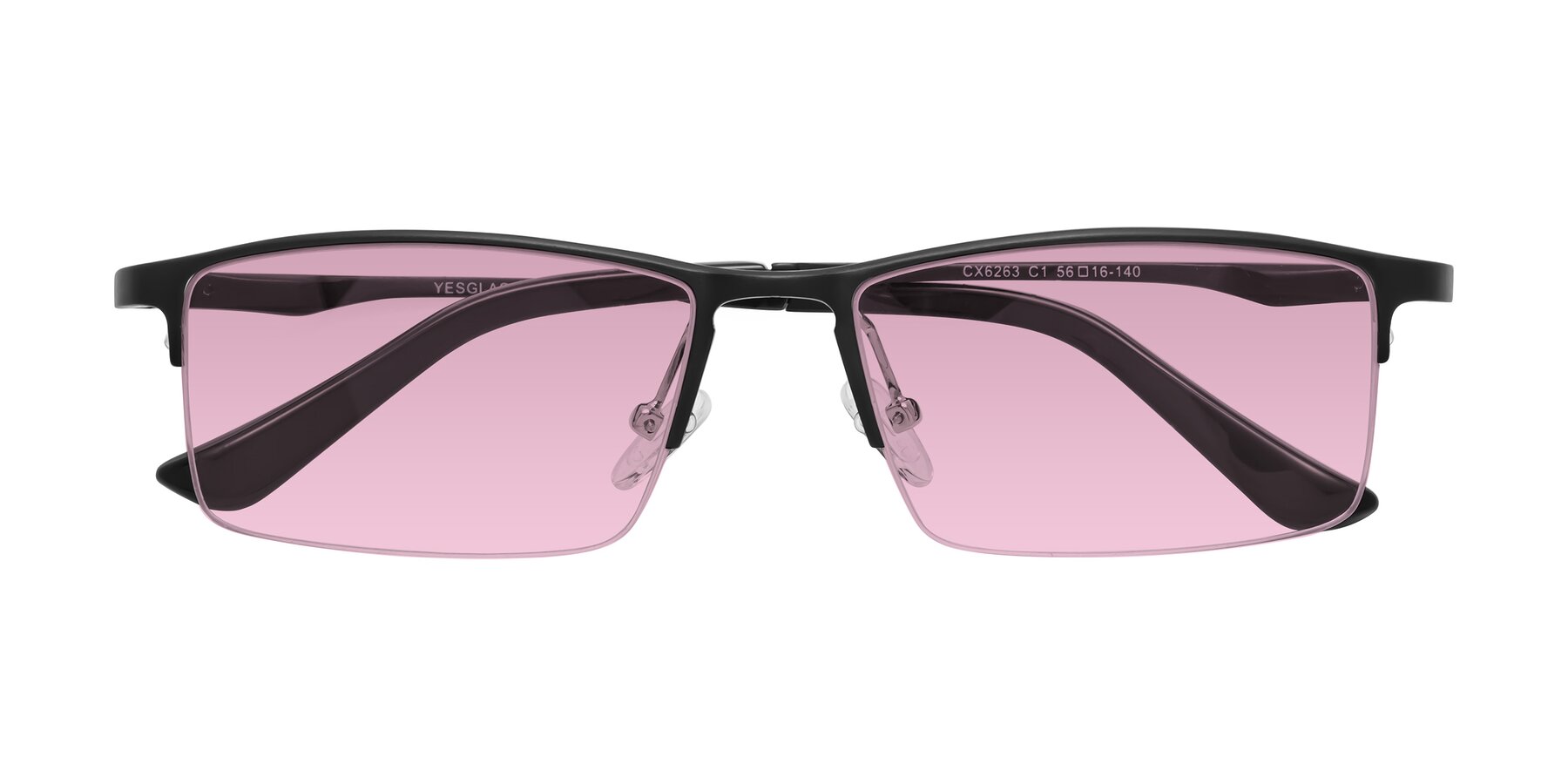 Folded Front of CX6263 in Black with Light Wine Tinted Lenses