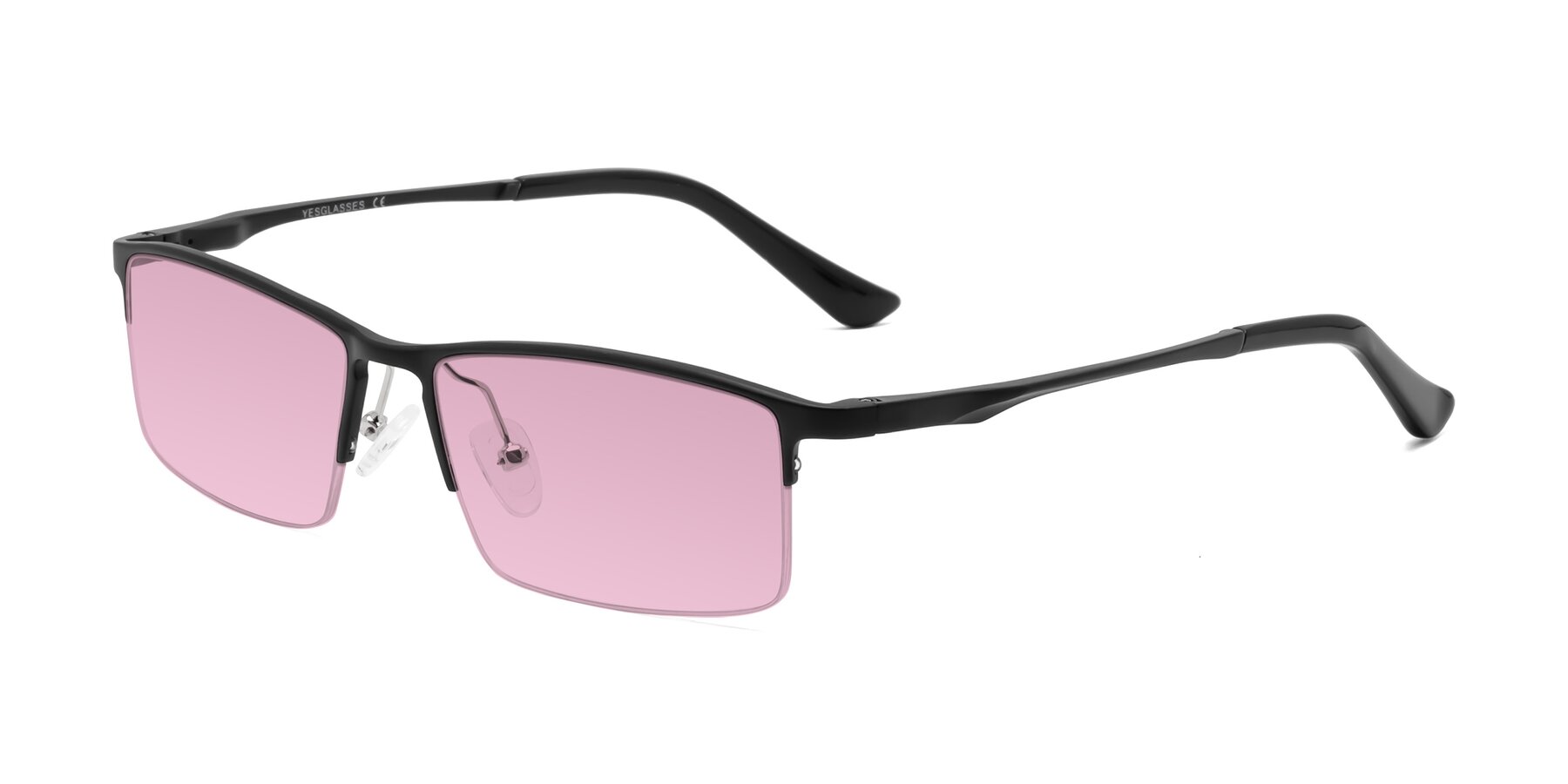 Angle of CX6263 in Black with Light Wine Tinted Lenses