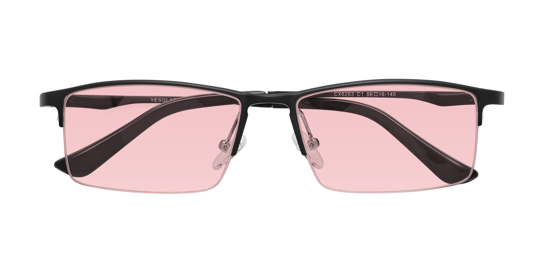 Folded Front of CX6263 in Black with Light Garnet Tinted Lenses