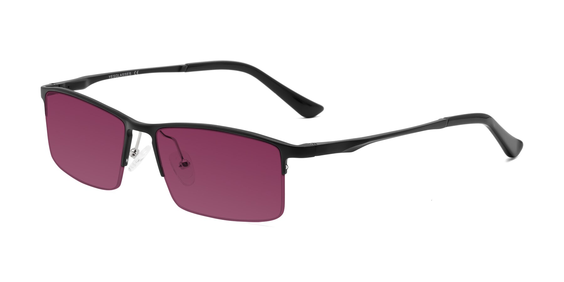 Angle of CX6263 in Black with Wine Tinted Lenses