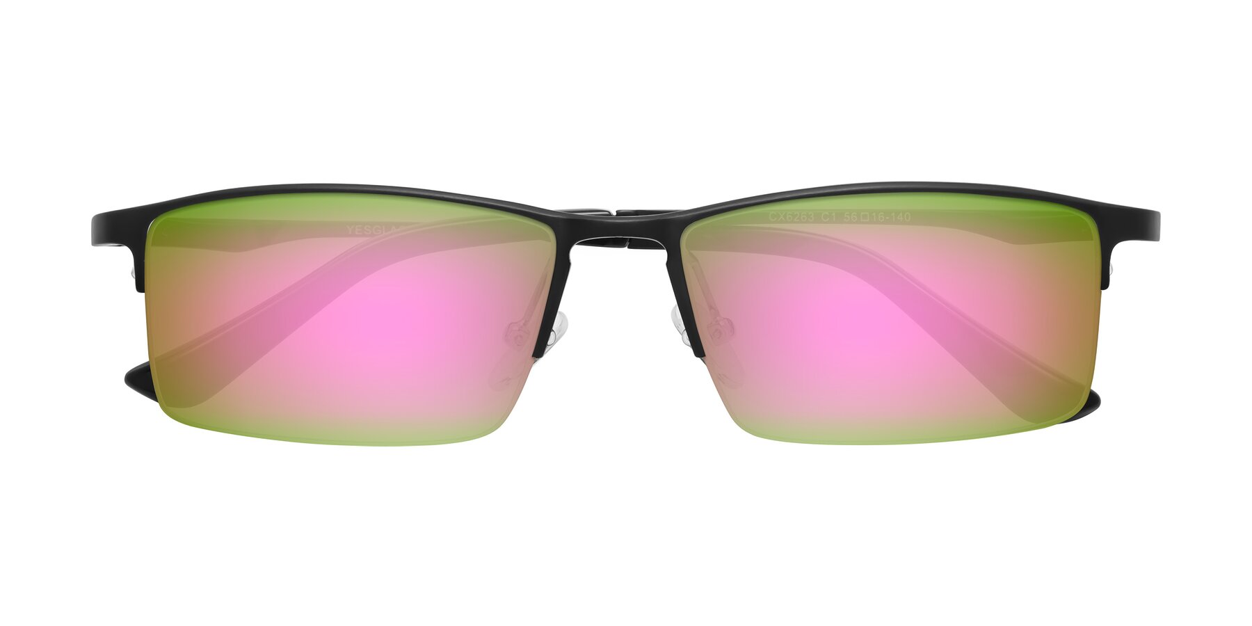 Folded Front of CX6263 in Black with Pink Mirrored Lenses