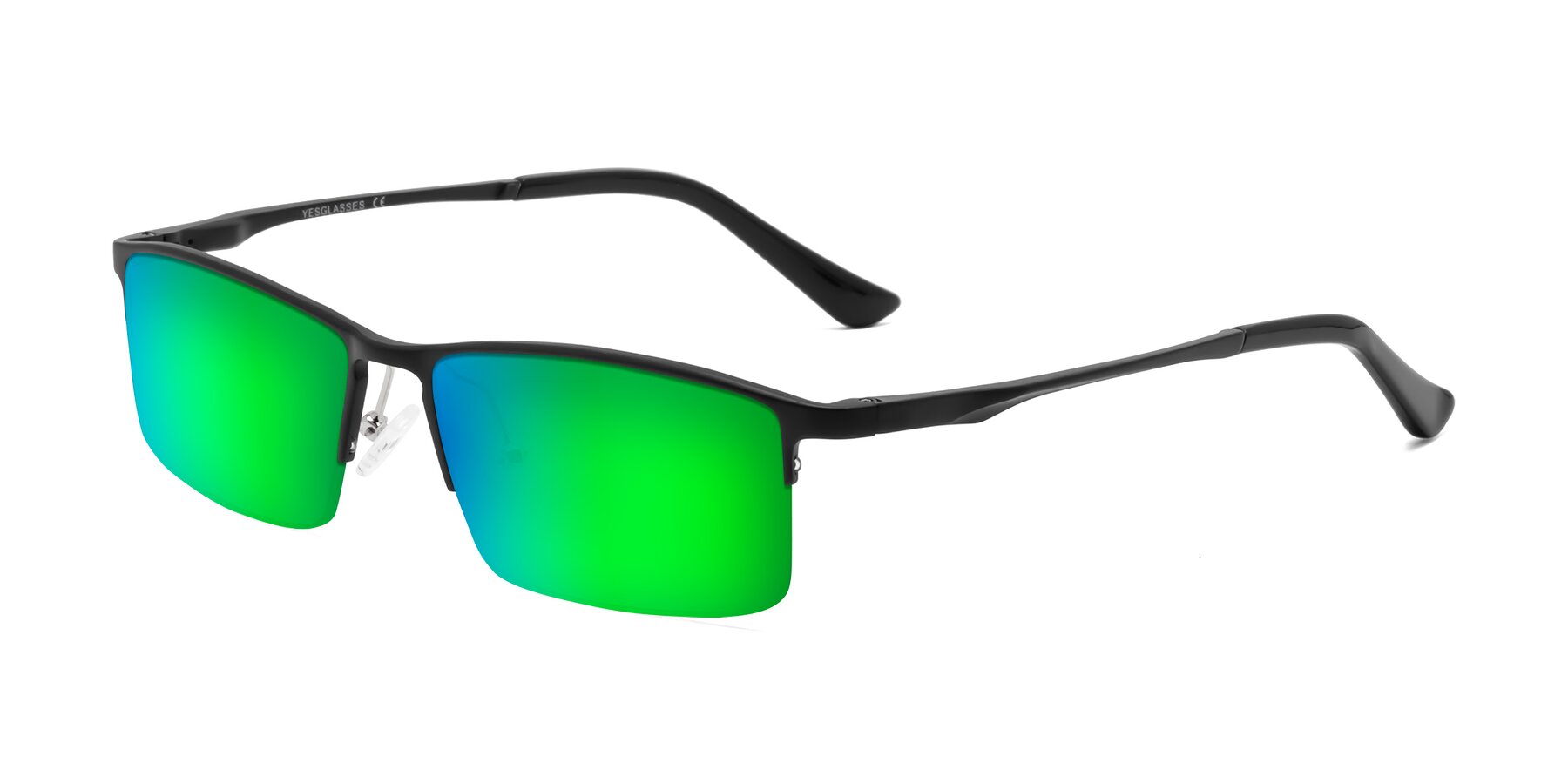 Angle of CX6263 in Black with Green Mirrored Lenses