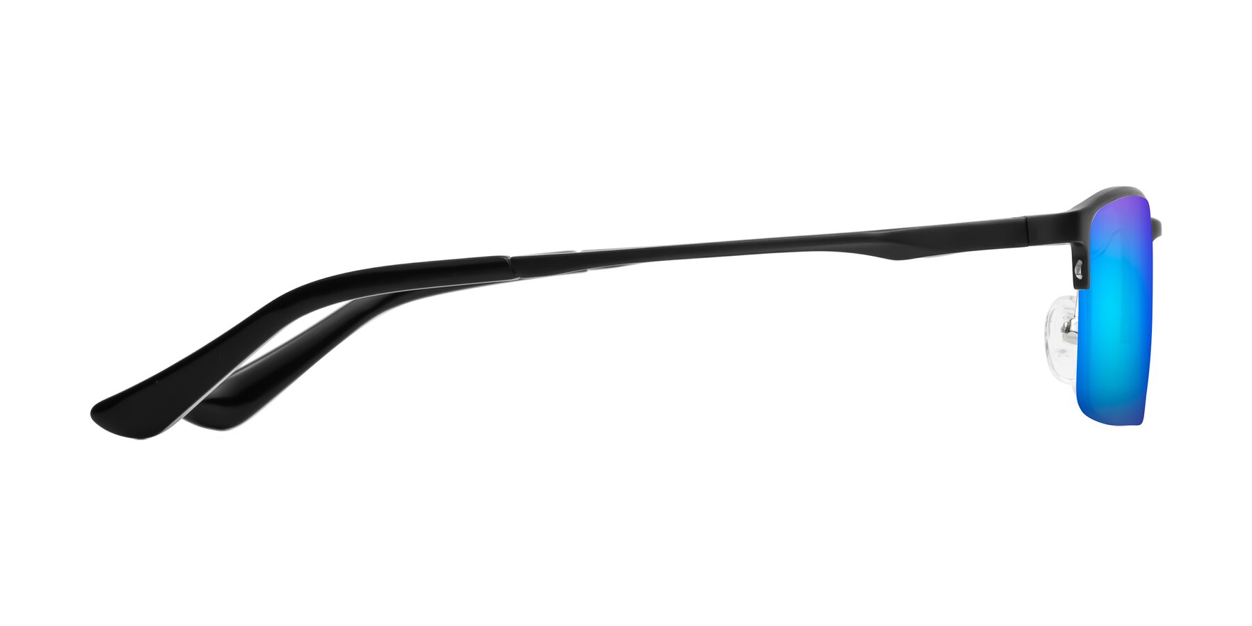 Side of CX6263 in Black with Blue Mirrored Lenses