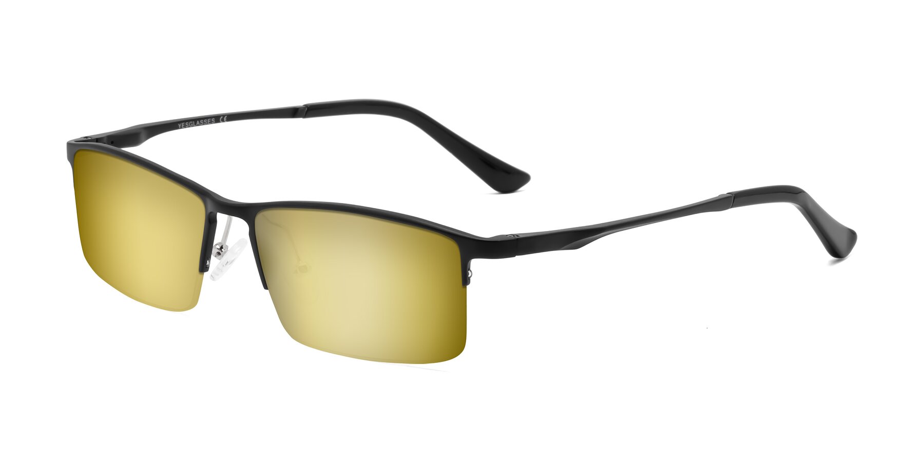 Angle of CX6263 in Black with Gold Mirrored Lenses