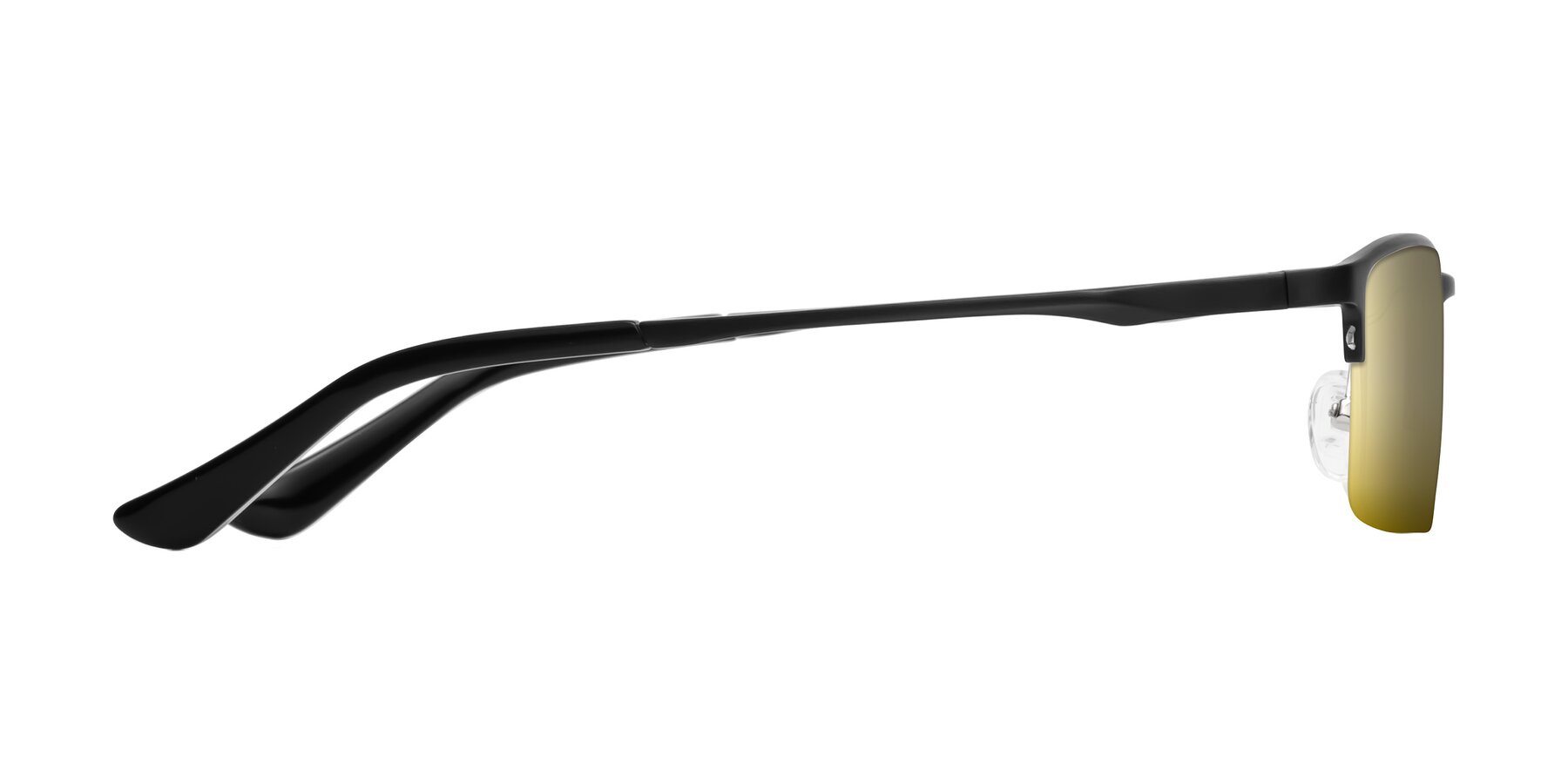 Side of CX6263 in Black with Gold Mirrored Lenses