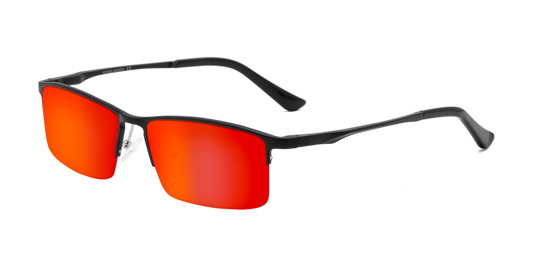 Angle of CX6263 in Black with Red Gold Mirrored Lenses