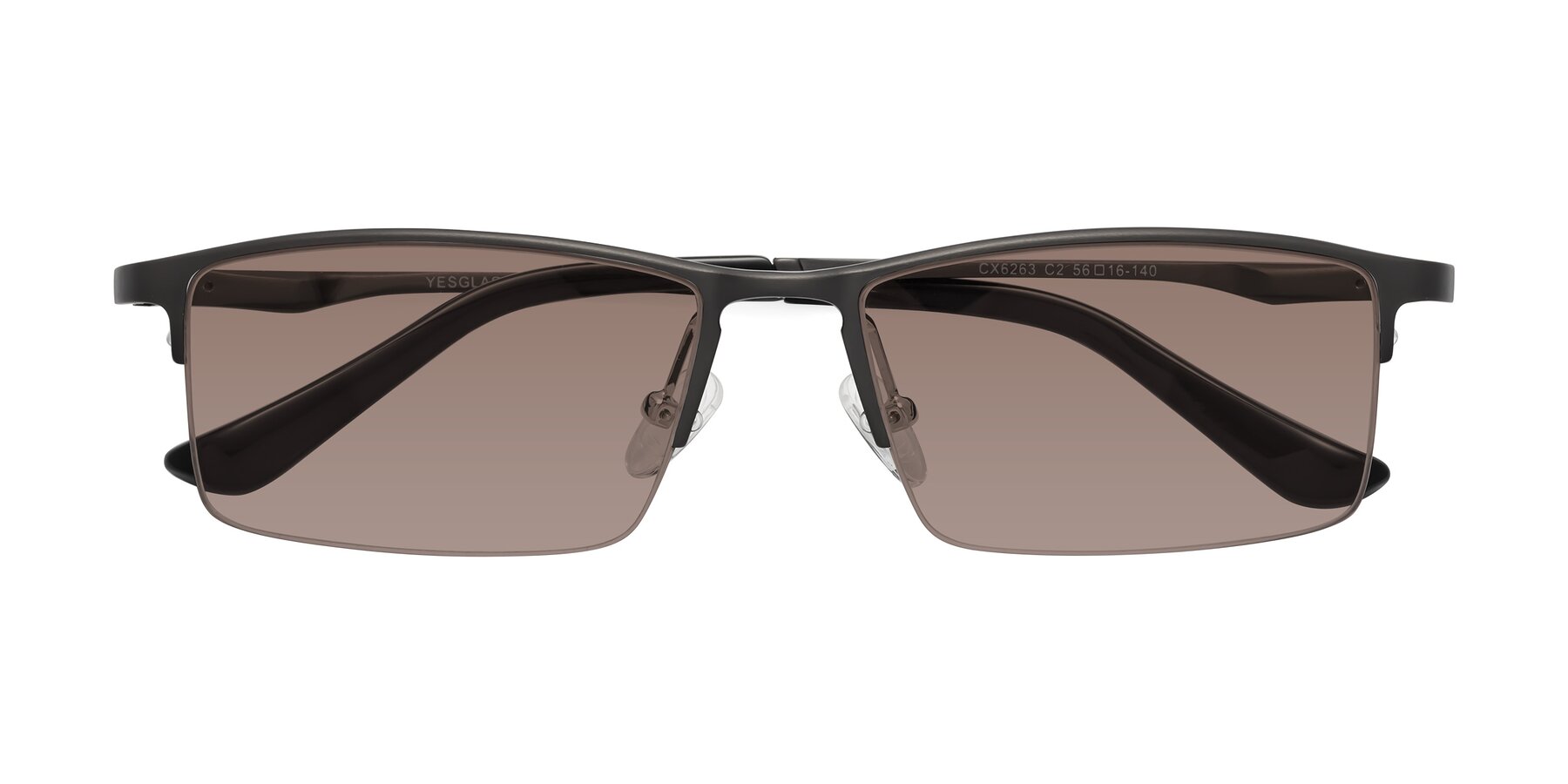 Folded Front of CX6263 in Gunmetal with Medium Brown Tinted Lenses