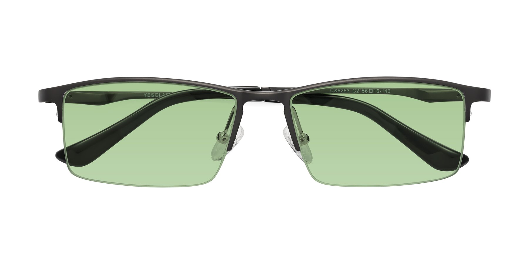 Folded Front of CX6263 in Gunmetal with Medium Green Tinted Lenses