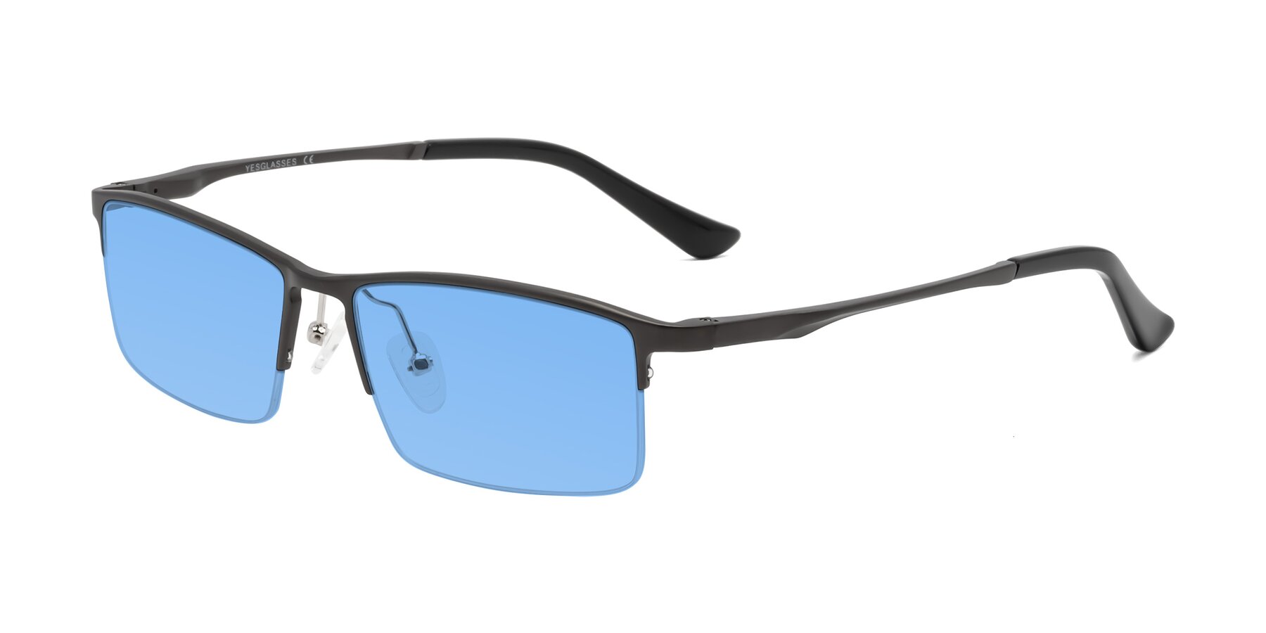 Angle of CX6263 in Gunmetal with Medium Blue Tinted Lenses