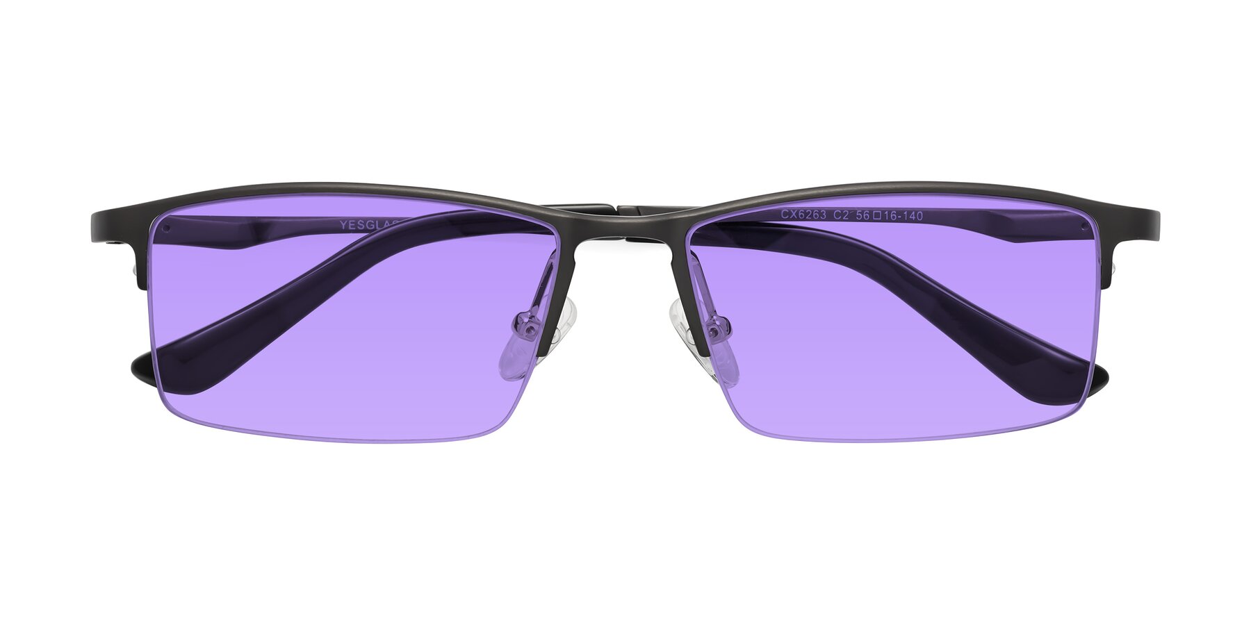 Folded Front of CX6263 in Gunmetal with Medium Purple Tinted Lenses