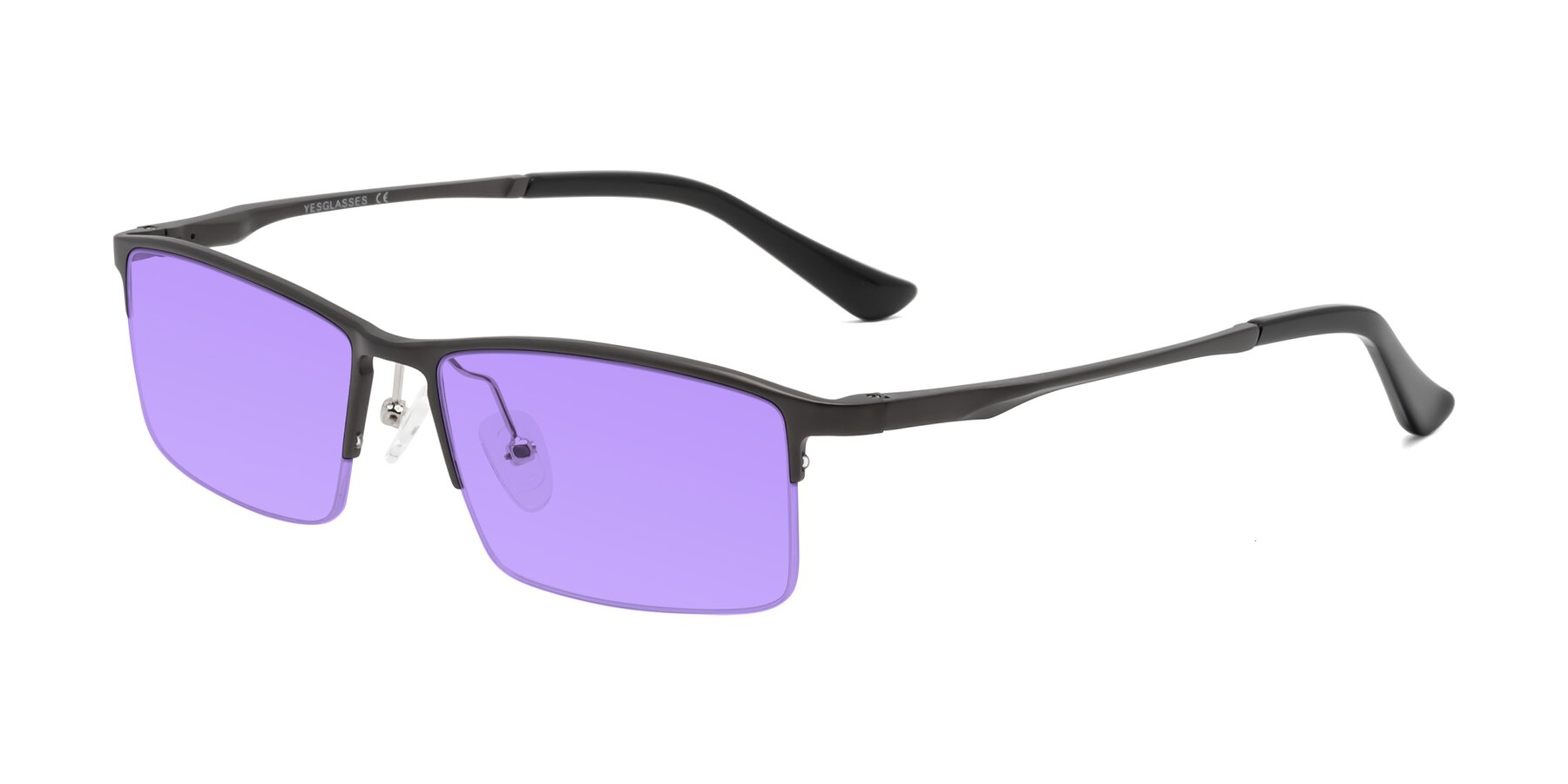 Angle of CX6263 in Gunmetal with Medium Purple Tinted Lenses