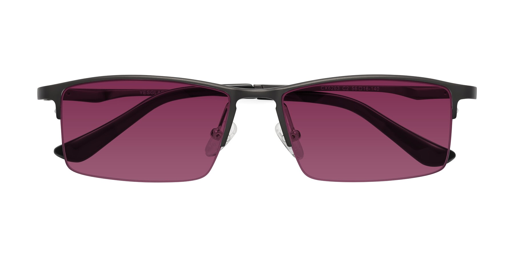 Folded Front of CX6263 in Gunmetal with Wine Tinted Lenses