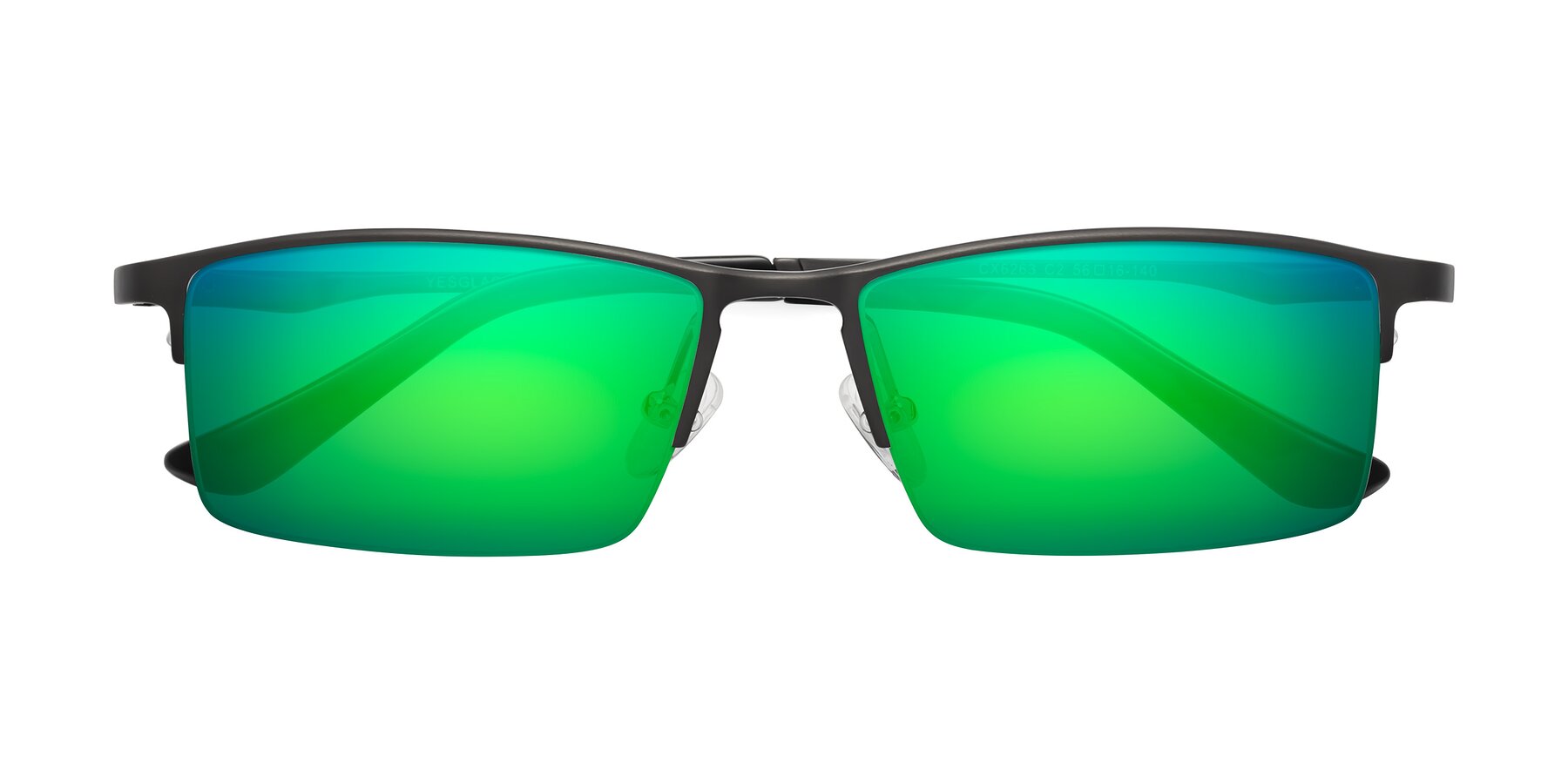 Folded Front of CX6263 in Gunmetal with Green Mirrored Lenses