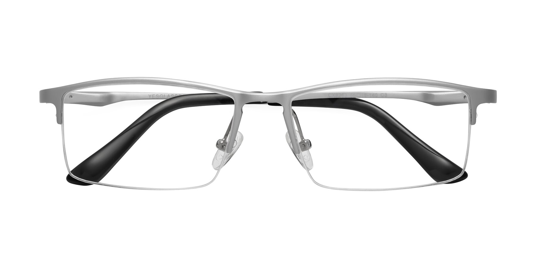 Folded Front of CX6263 in Silver with Clear Eyeglass Lenses